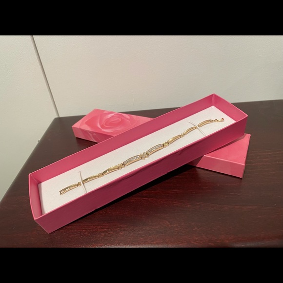 Gold Plated & Simulated Diamond Bracelet - Picture 11 of 11